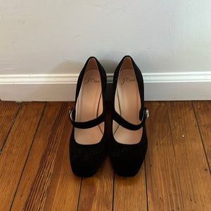 J.Crew Black Velvet Mary Janes